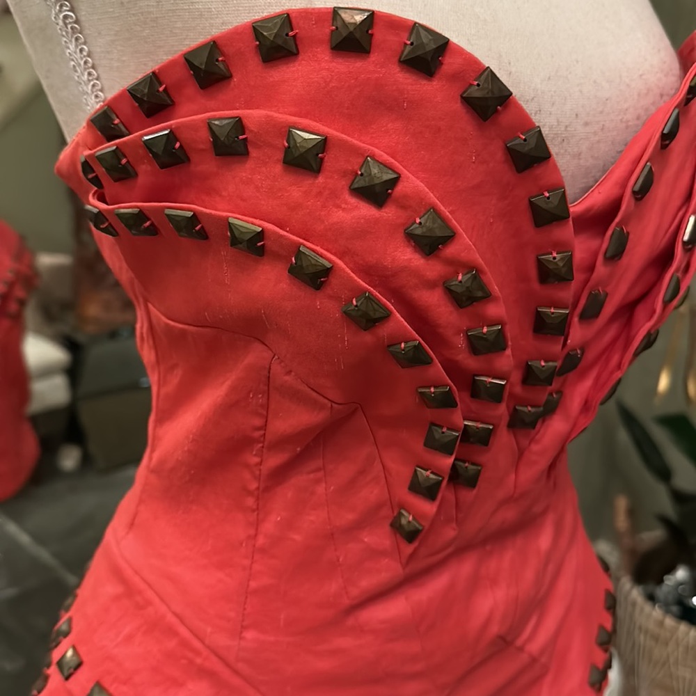 CORAL STUDDED DRESS - Picture 4 of 5